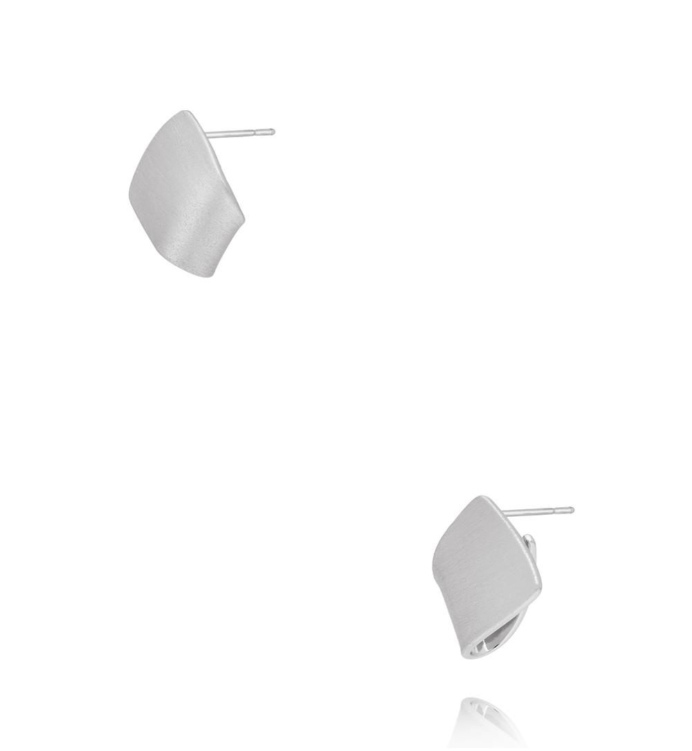 Kolczyki geometryczne, satynowo srebrne- małe KRG1104