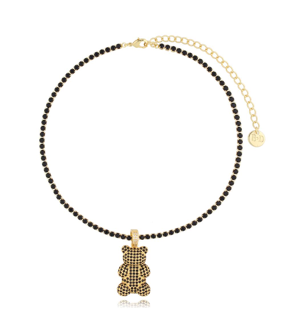 Naszyjnik z misiem czarny Cristal Bear NS0218