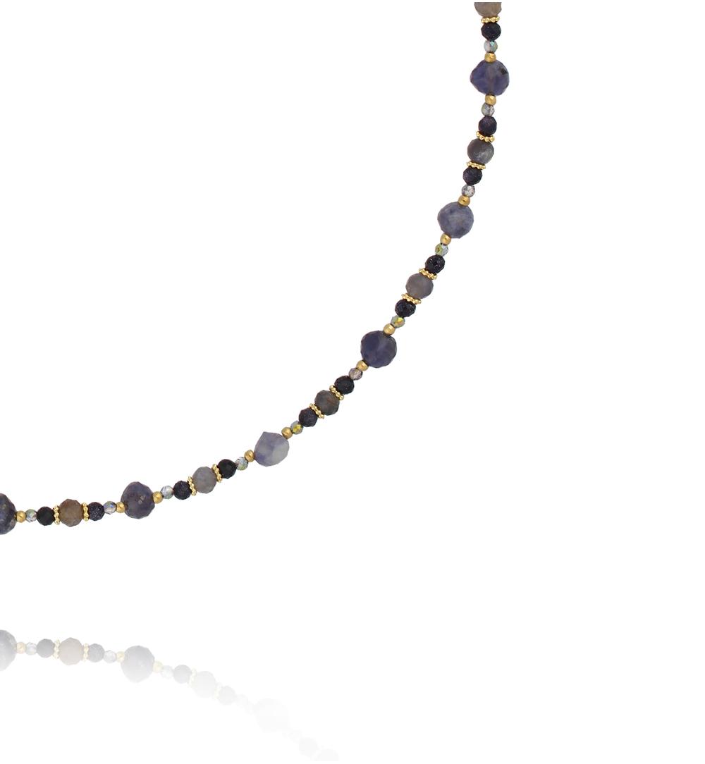 Naszyjnik z nocą Kairu, lolitu i szklanych koralików NTW1572