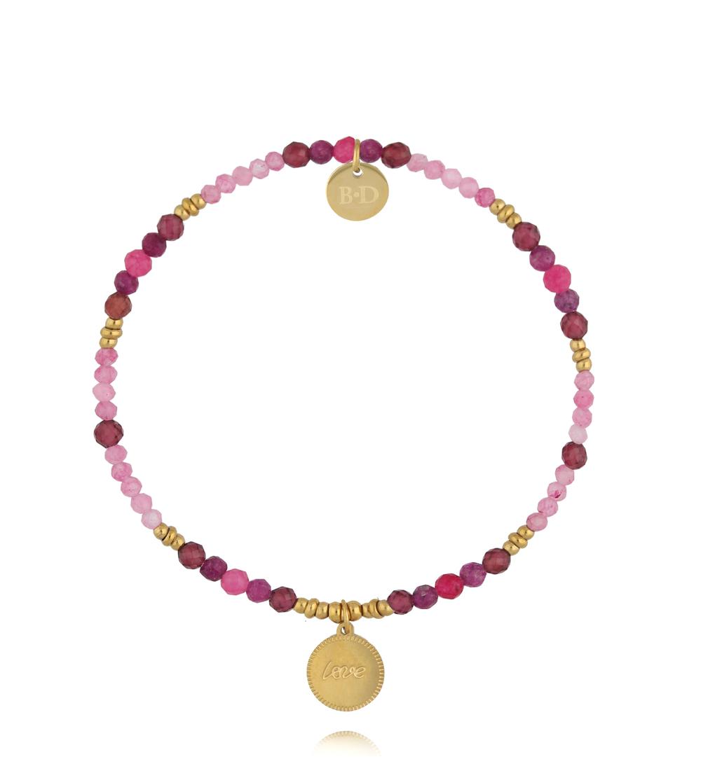 Zestaw bransoletek z naturalnych kamieni w odcieniach różu ZN0155