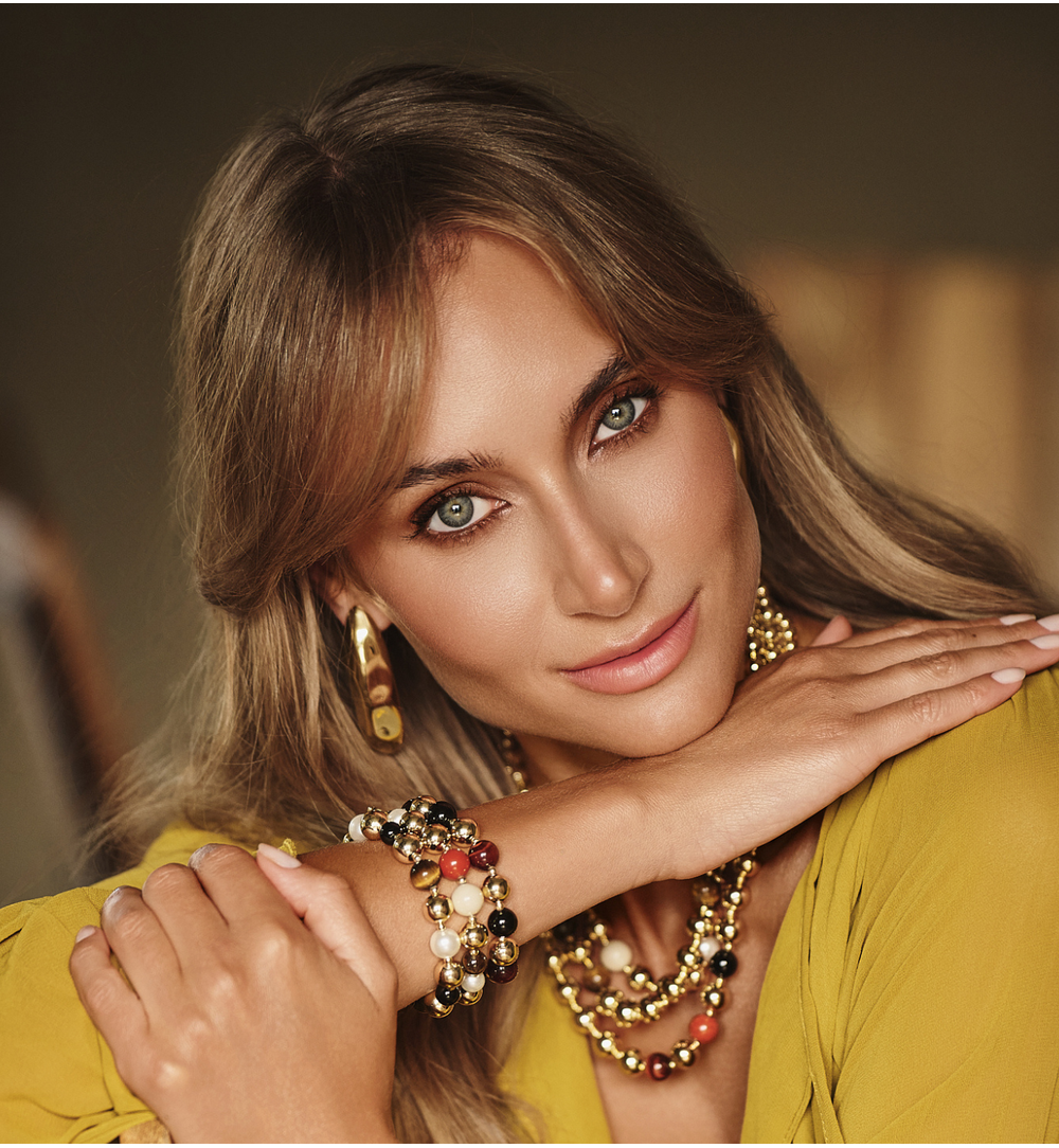 Zestaw biżuterii z brązowych i złotych elementów ZN0015