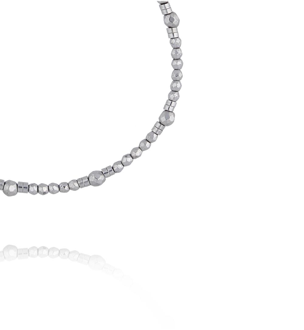 Bransoletka z hematytami srebrna BTW3639