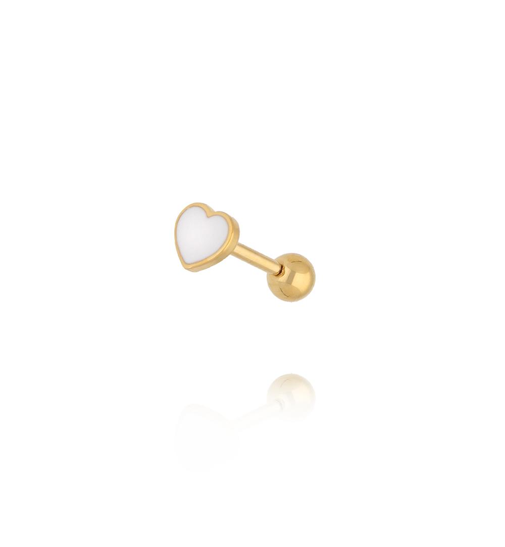 Kolczyk piercing białe serce KSA2418