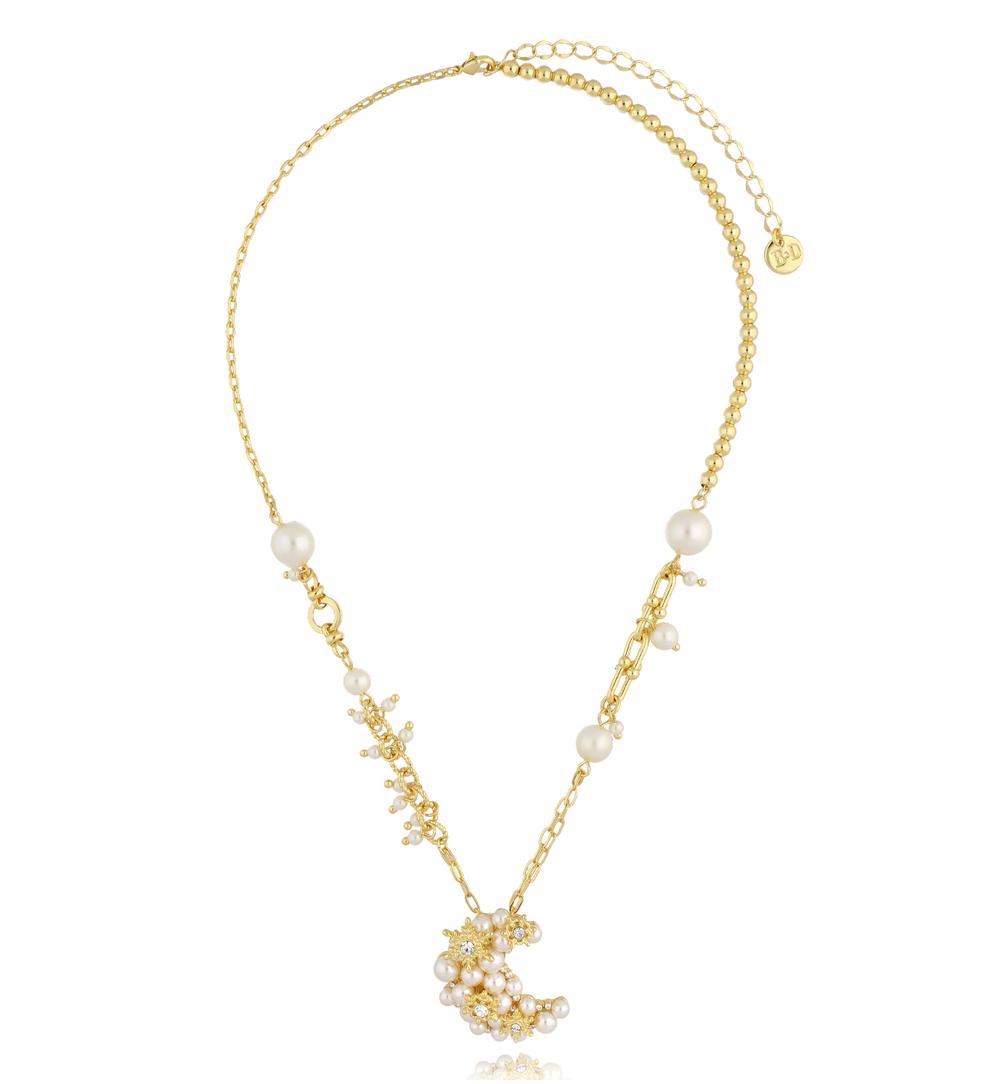 Zestaw biżuterii z perłami i złotymi akcentami ZN0132