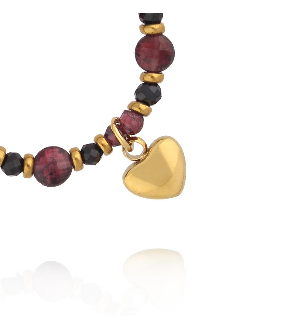 Pierścionek elastyczny z granatami i turmalinami PTW0651