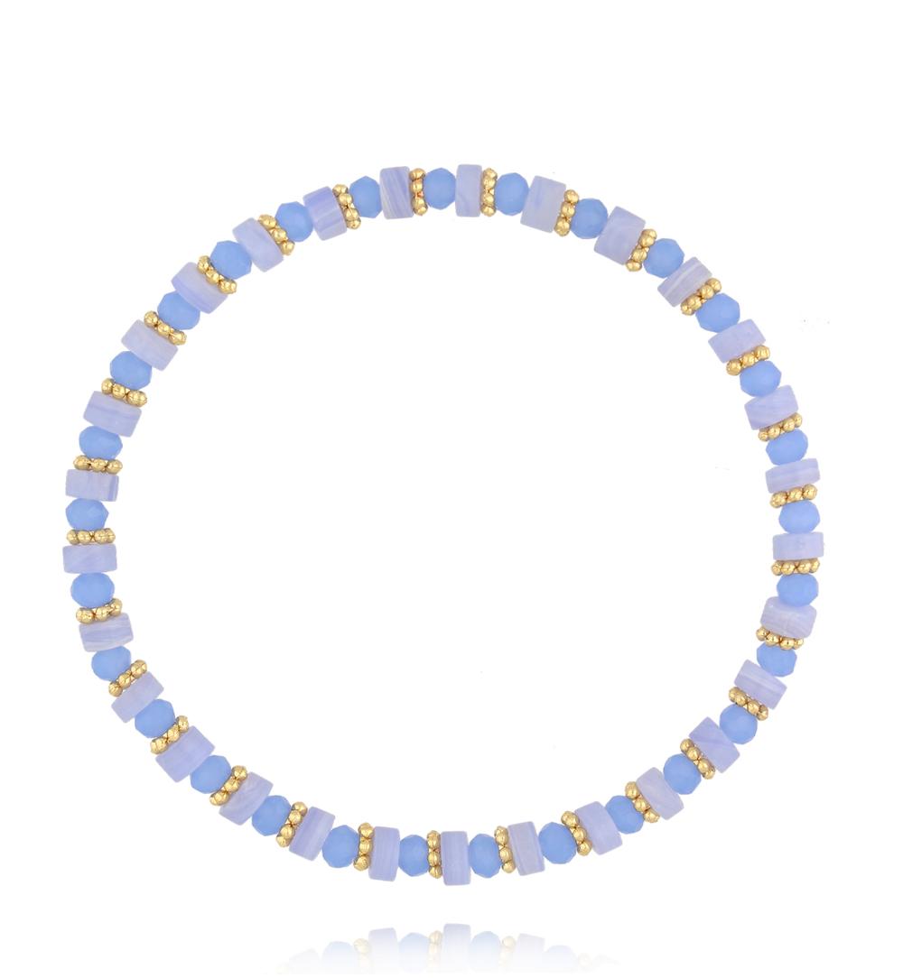 Bransoletka z błękitnego agatu i szklanych koralików BTW3621