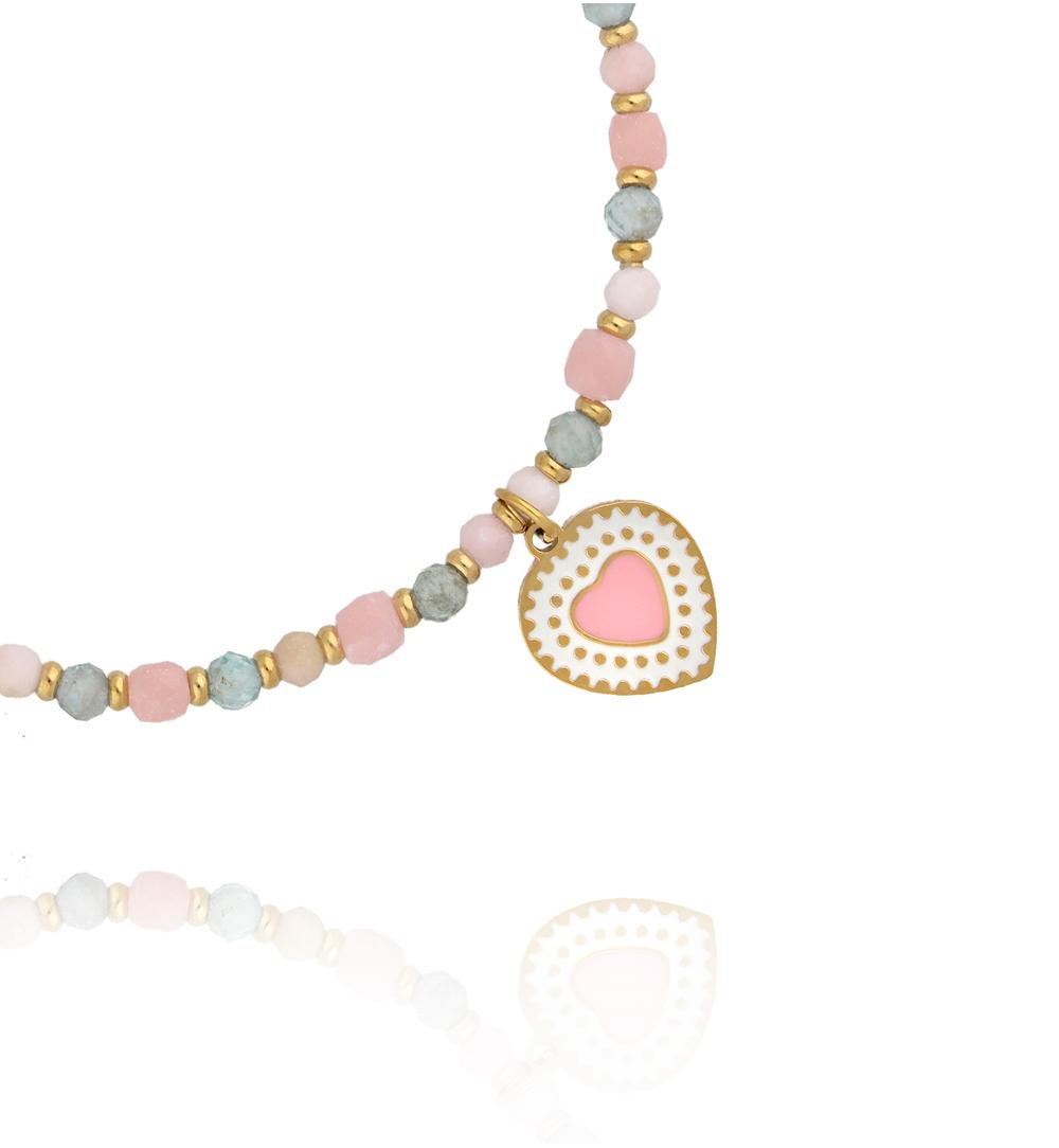 Bransoletka pastelowa z serduszkiem BTW3695