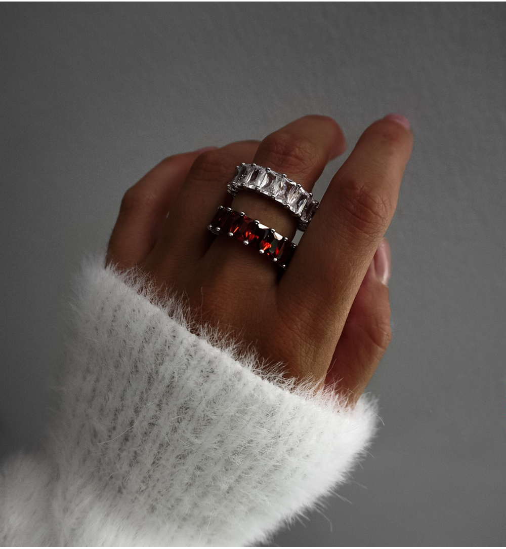 Pierścionek srebrny z kryształkami PRG0136 Rozmiar 10