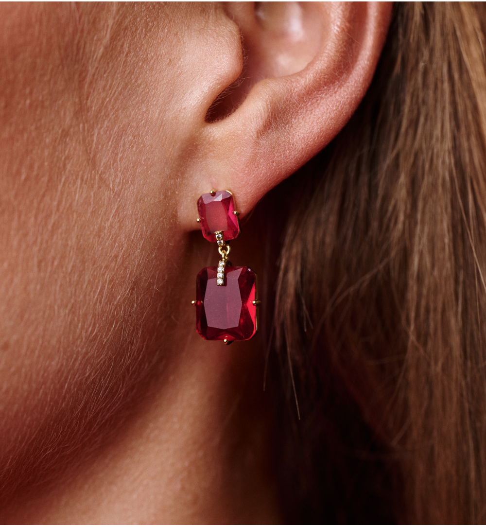 Kolczyki z malinowymi kryształami KSS2116