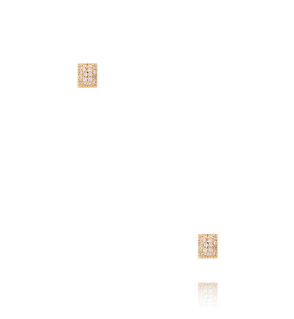 Zestaw kolczyków złoconych – geometryczny mix z emalią i cyrkoniami KMB0013