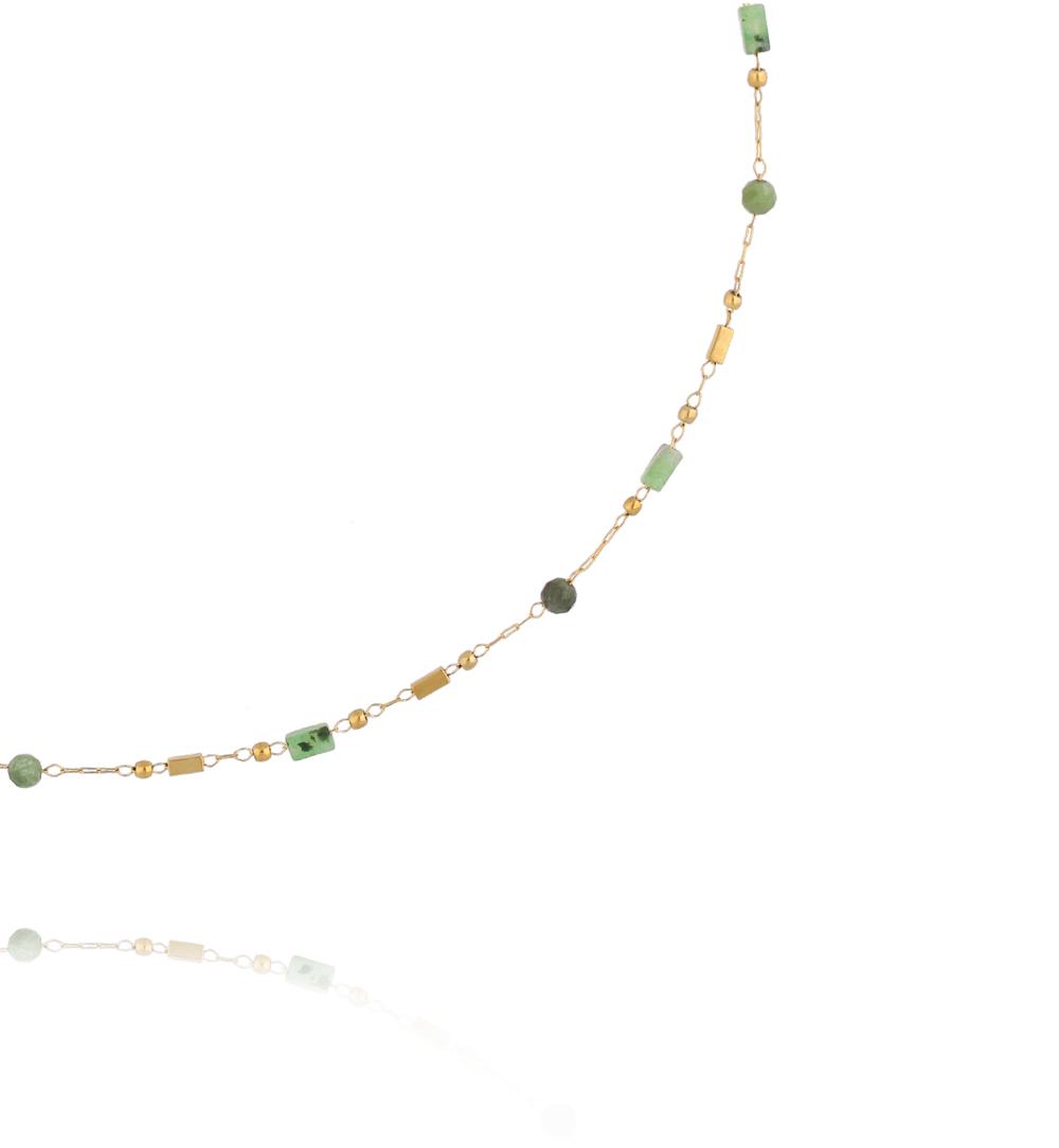 Delikatny naszyjnik z afrykańskim turkusem i zielonym jadeitem NEA0095