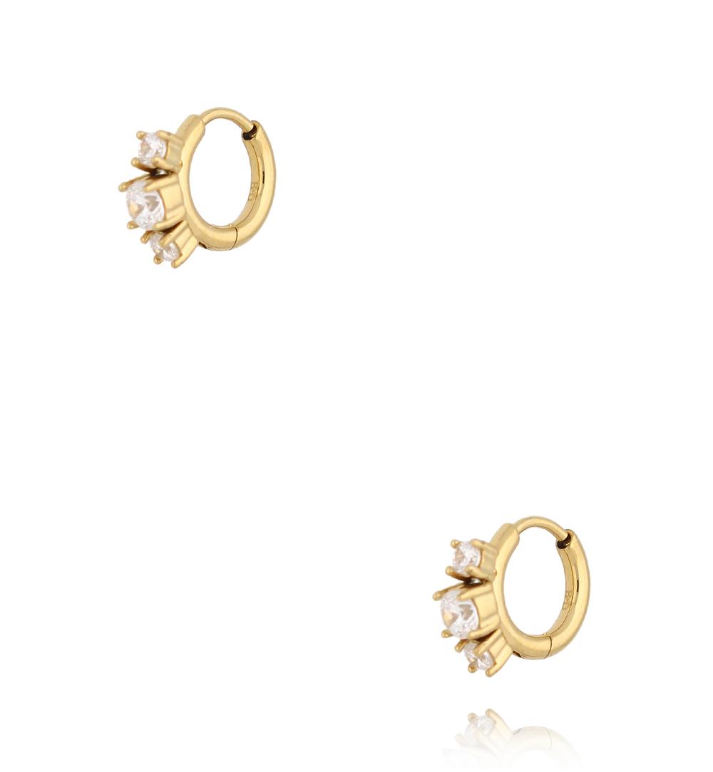 Kolczyki złocone z trzema cyrkoniami transparentnymi KSA2542