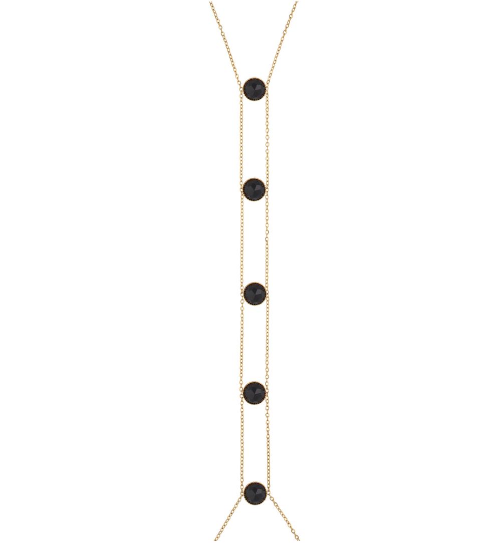 Naszyjnik Body Chains z czarnymi agatami NEA0264