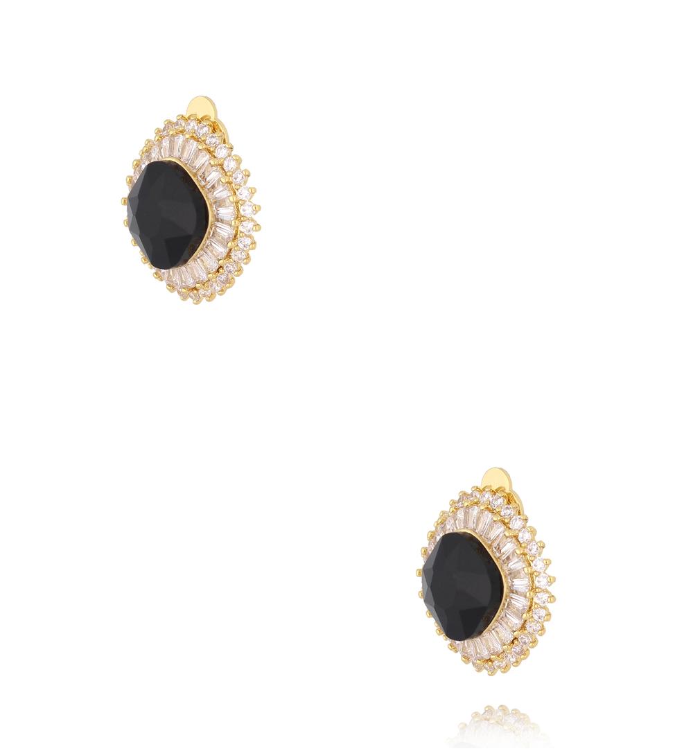 Klipsy z czarnymi i transparentnymi cyrkoniami KSS2236