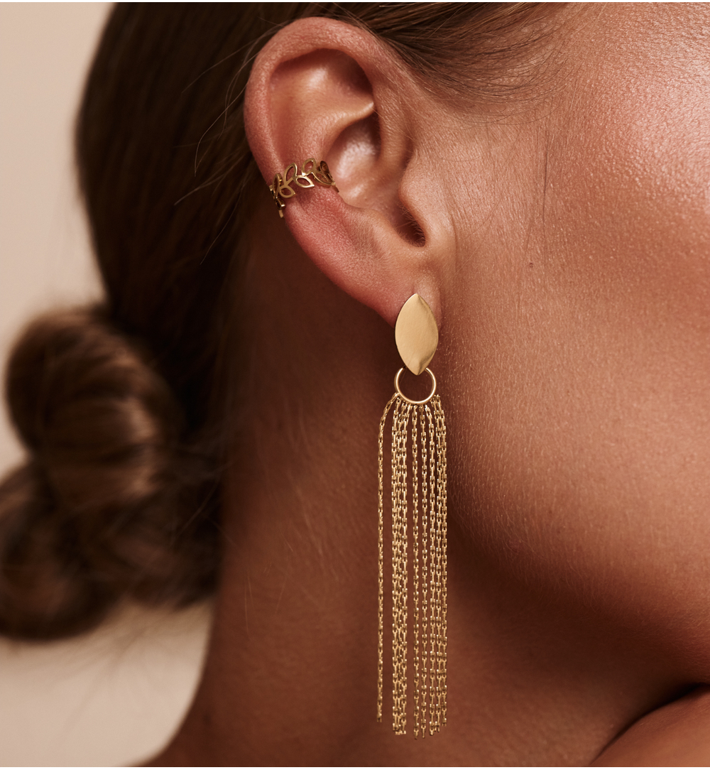 Nausznice z listkami złote KSY0453