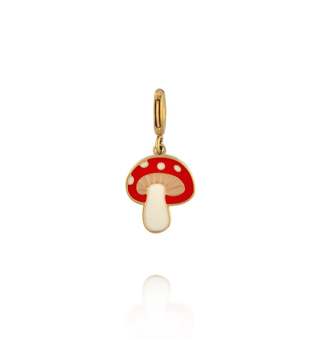 Charms złoty muchomorek z emalią CHA0228
