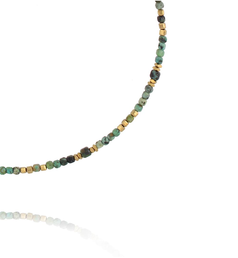 Naszyjnik z afrykańskim turkusem i złotymi akcentami NPA1464