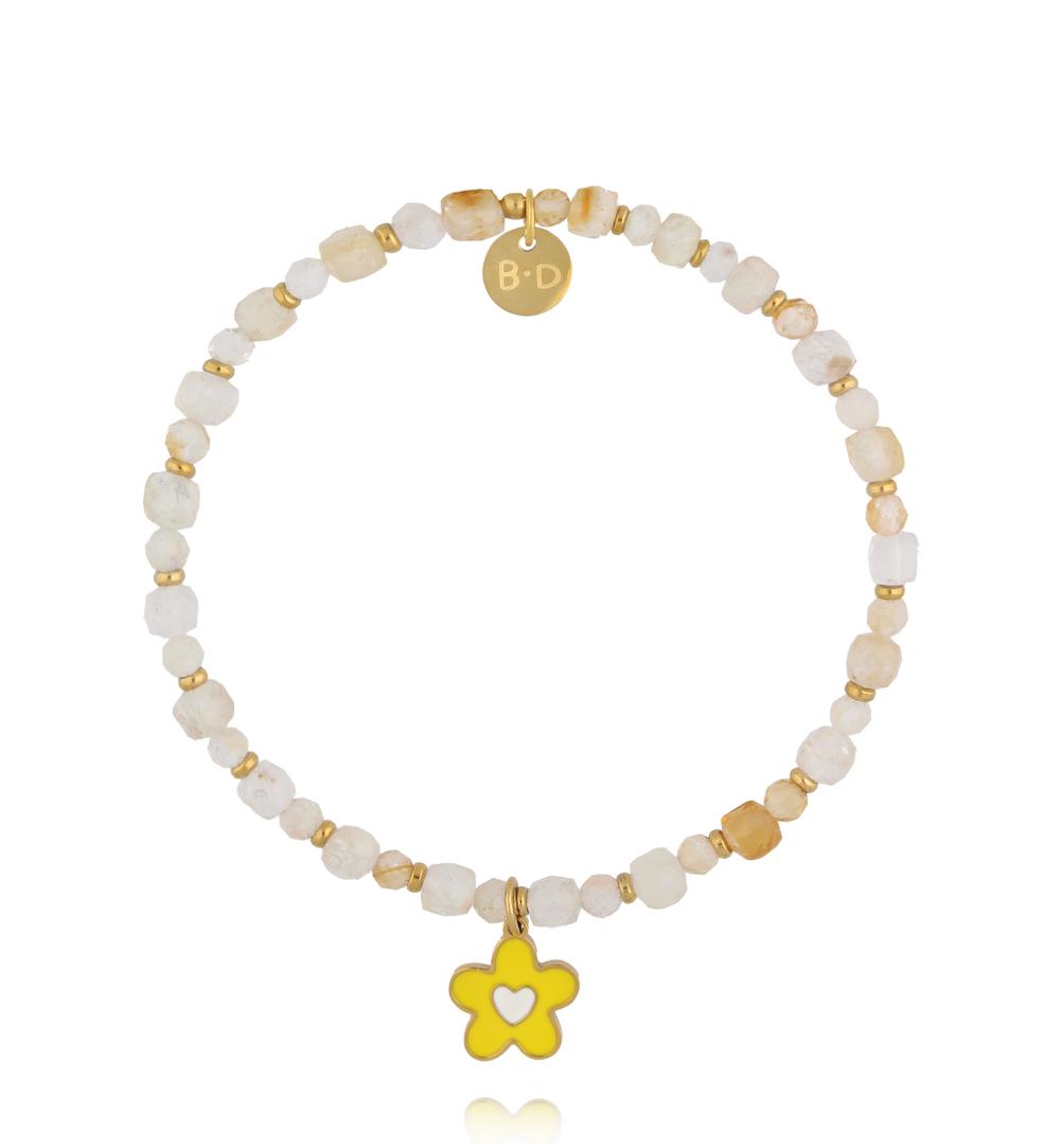 Bransoletka z cytrynu z emaliowanym kwiatkiem BTW3706