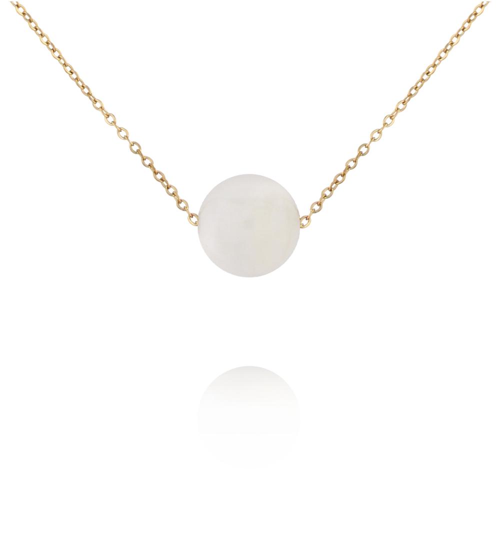 Naszyjnik z kamieniem księżycowym na delikatnym złotym łańcuszku NLB0384