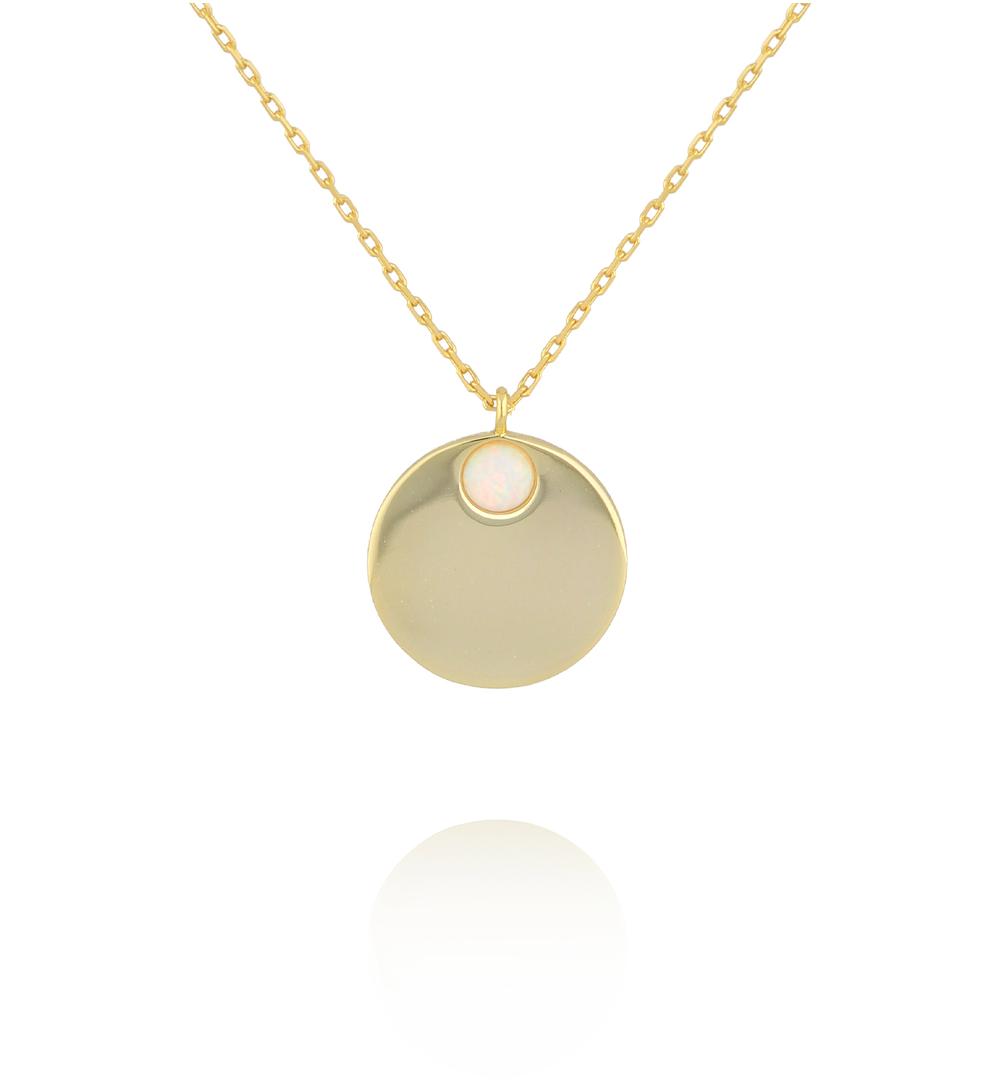 Naszyjnik z okrągłym medalionem i masą perłową NCA0087