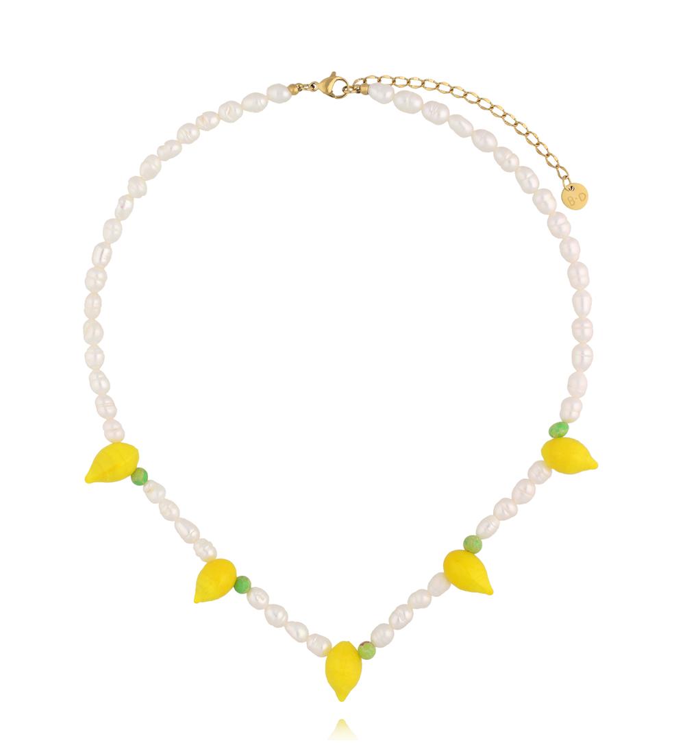Naszyjnik z perłami i cytrynami NPA1479