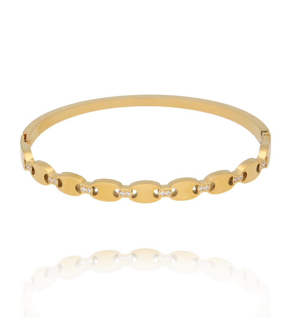 Bransoletka sztywna złota stal szlachetna BSY0658