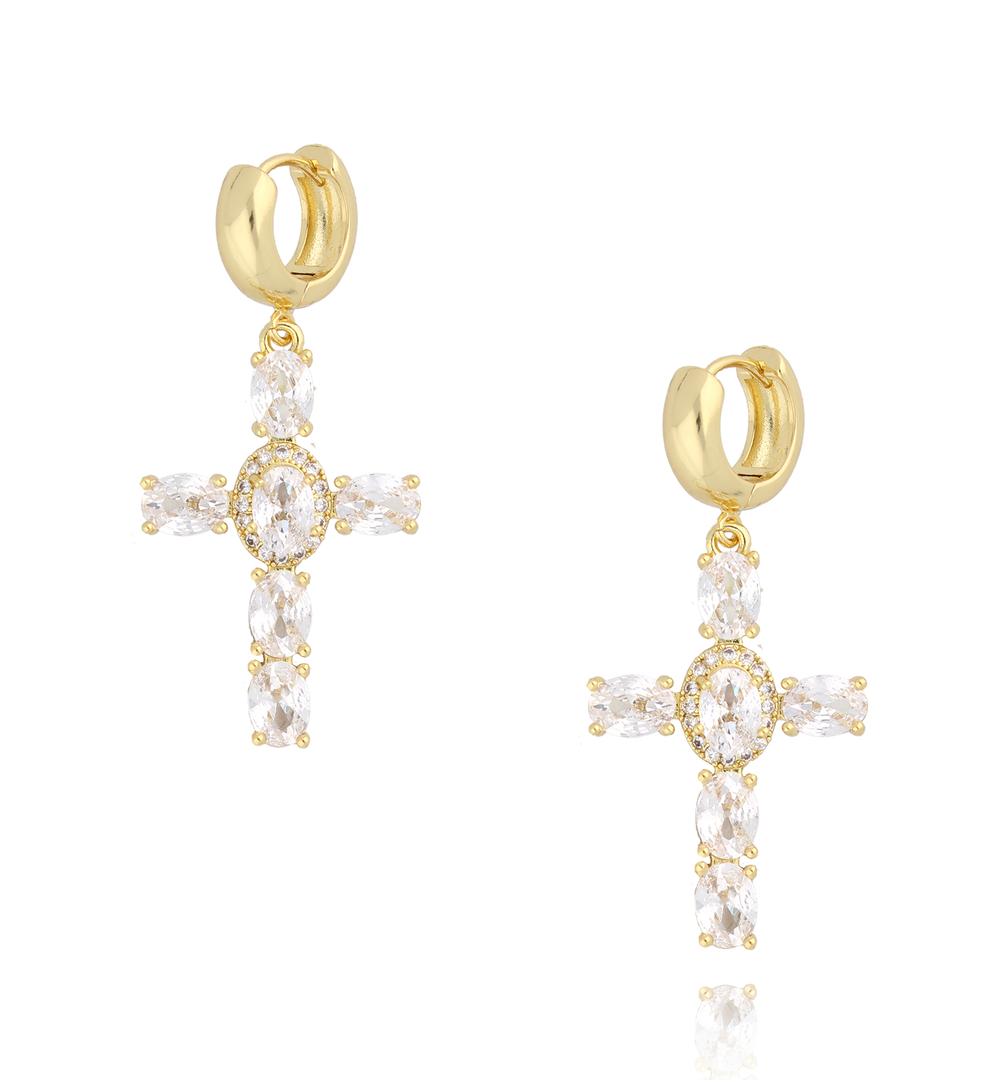 Kolczyki transparentne krzyżyki z kryształkami Hullu KRG0940