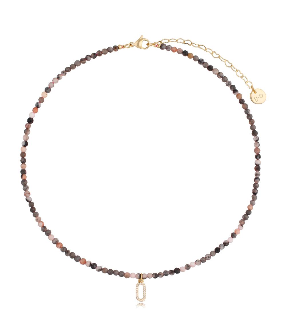 Naszyjnik z jaspisami i zawieszką NTW0610