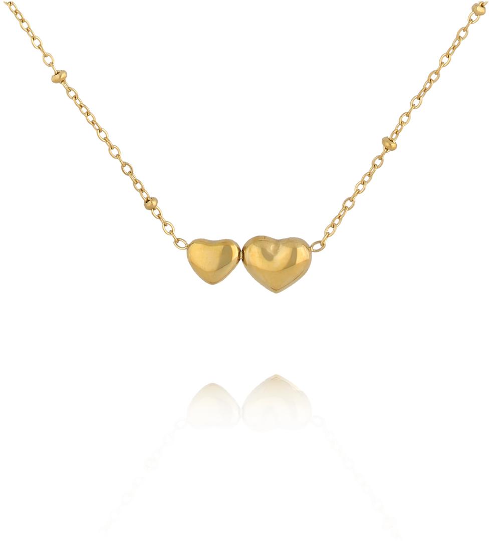 Naszyjnik z podwójnym sercem w kolorze złota NSY0915