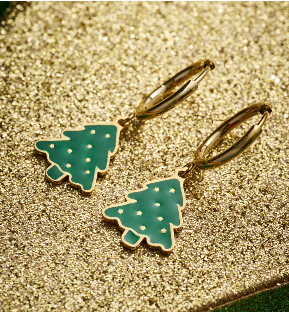 Zestaw świątecznej biżuterii z choinkami ZN0066