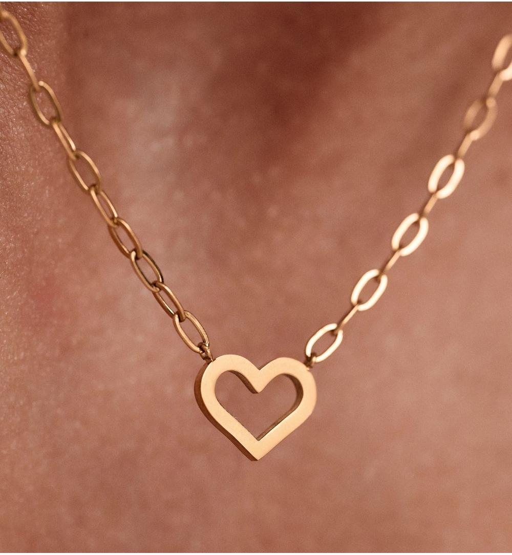 Zestaw biżuterii ze złotymi sercami ZN0232