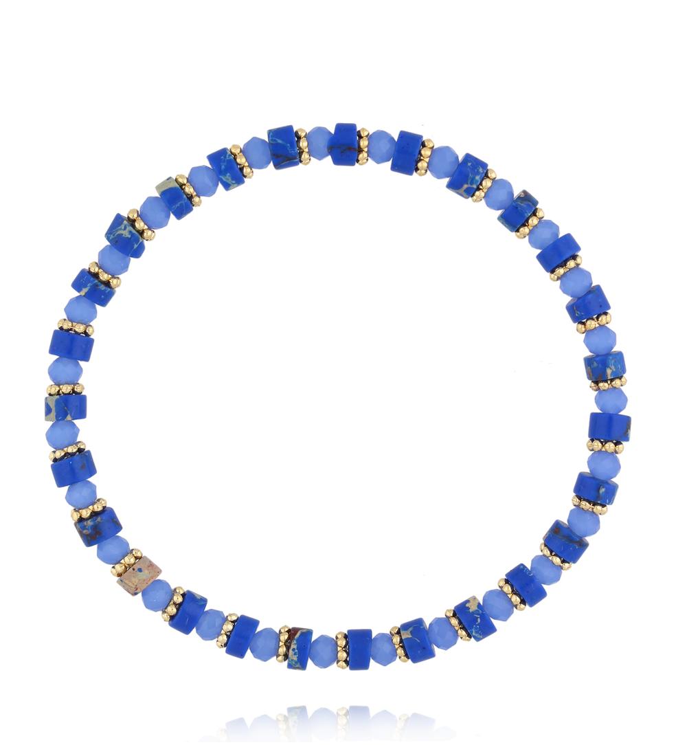 Bransoletka z niebieskiego jaspisu cesarskiego i szklanych koralików BTW3627