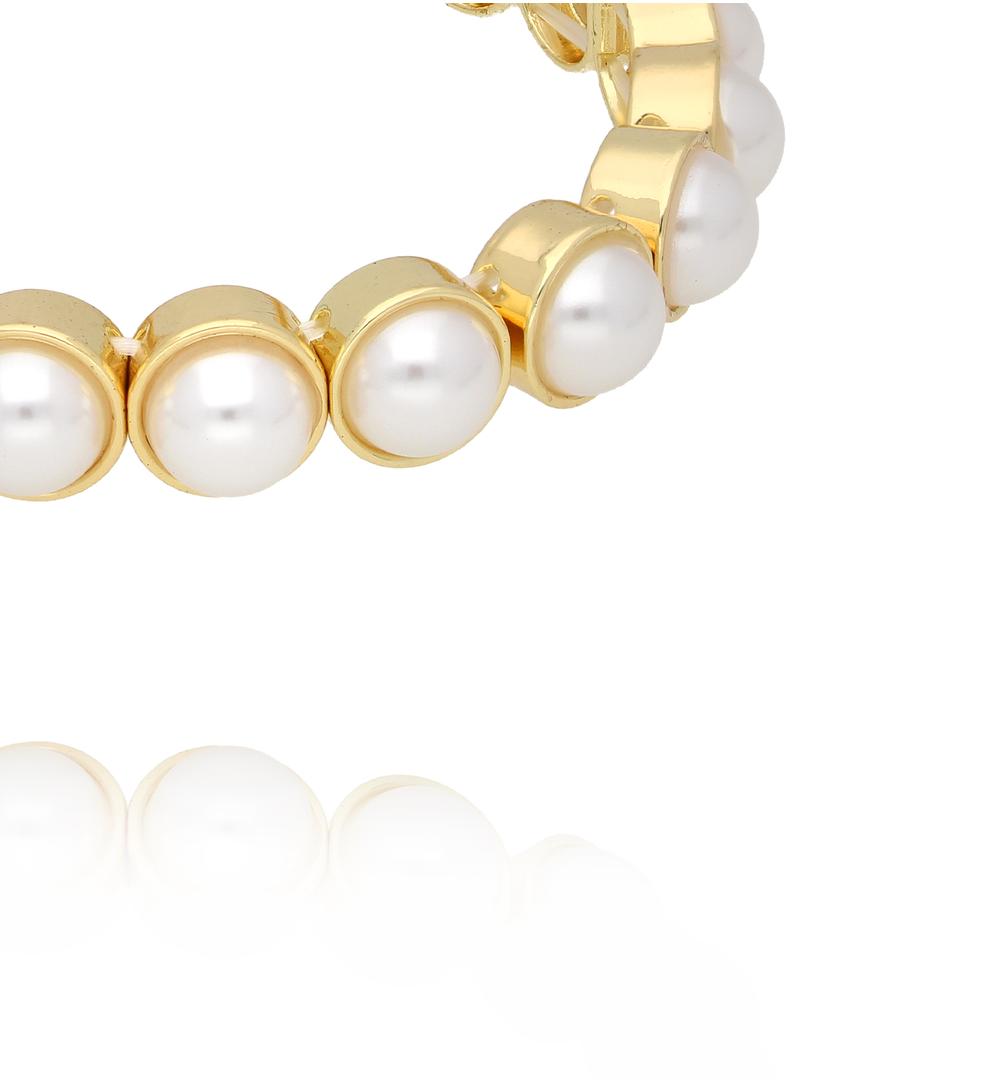 Bransoletka z perłami w złotych oprawach BCR0024