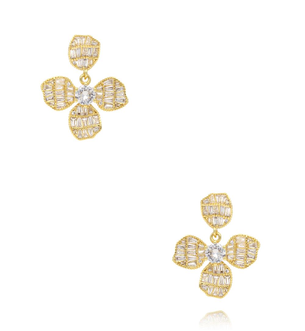 Kolczyki złote kwiaty z cyrkonią KSS2167