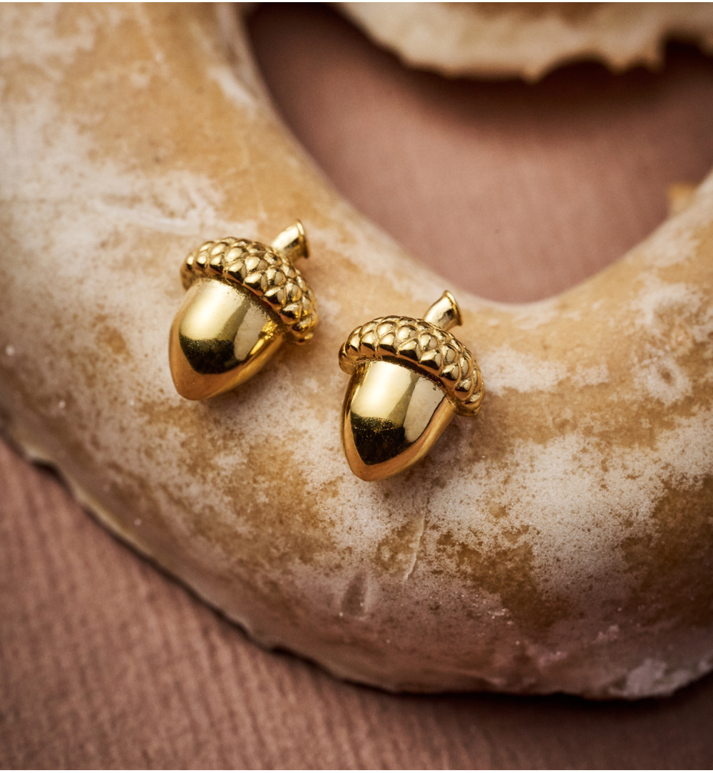 Zestaw świątecznej biżuterii ze złotymi żołędziami ZN0057