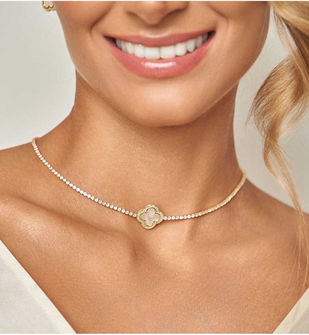 Naszyjnik złoty z koniczynką Gold Clover NS0260