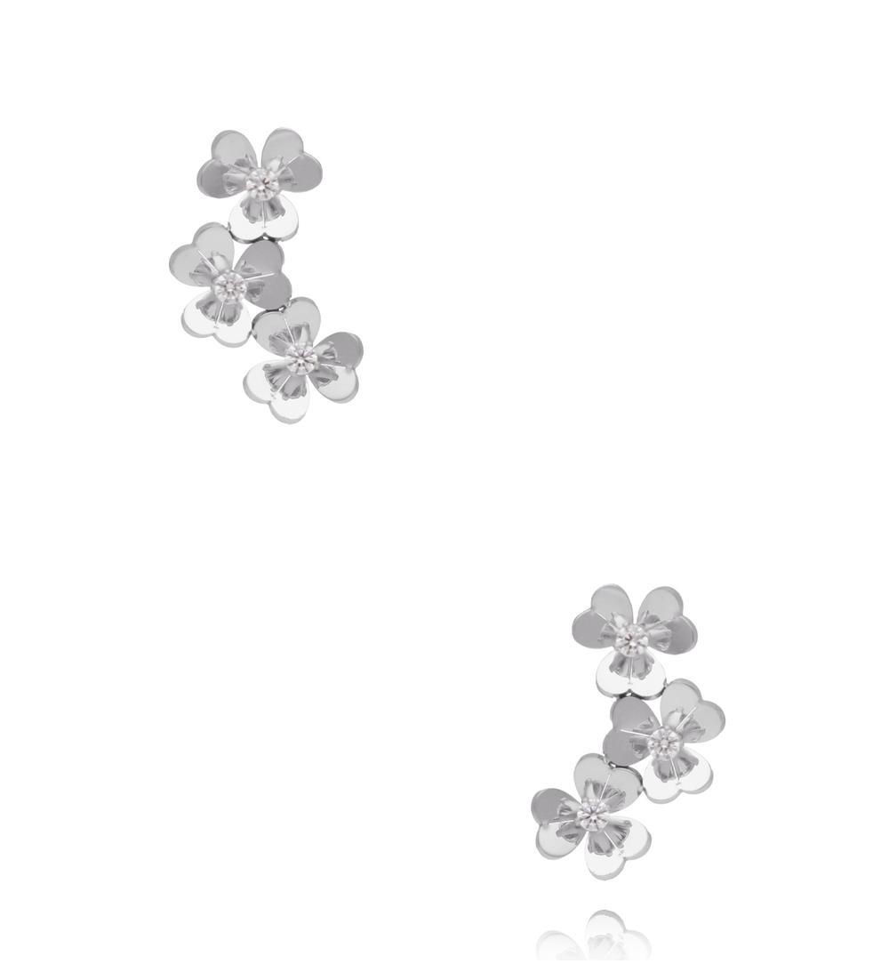 Kolczyki z kwiatuszkami srebrne KSY0696