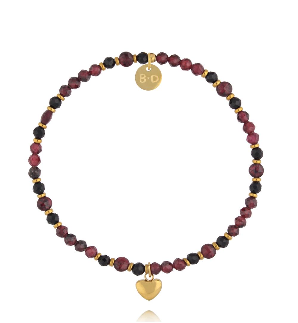 Bransoletka z granatami i turmalinami z sercem BTW3745