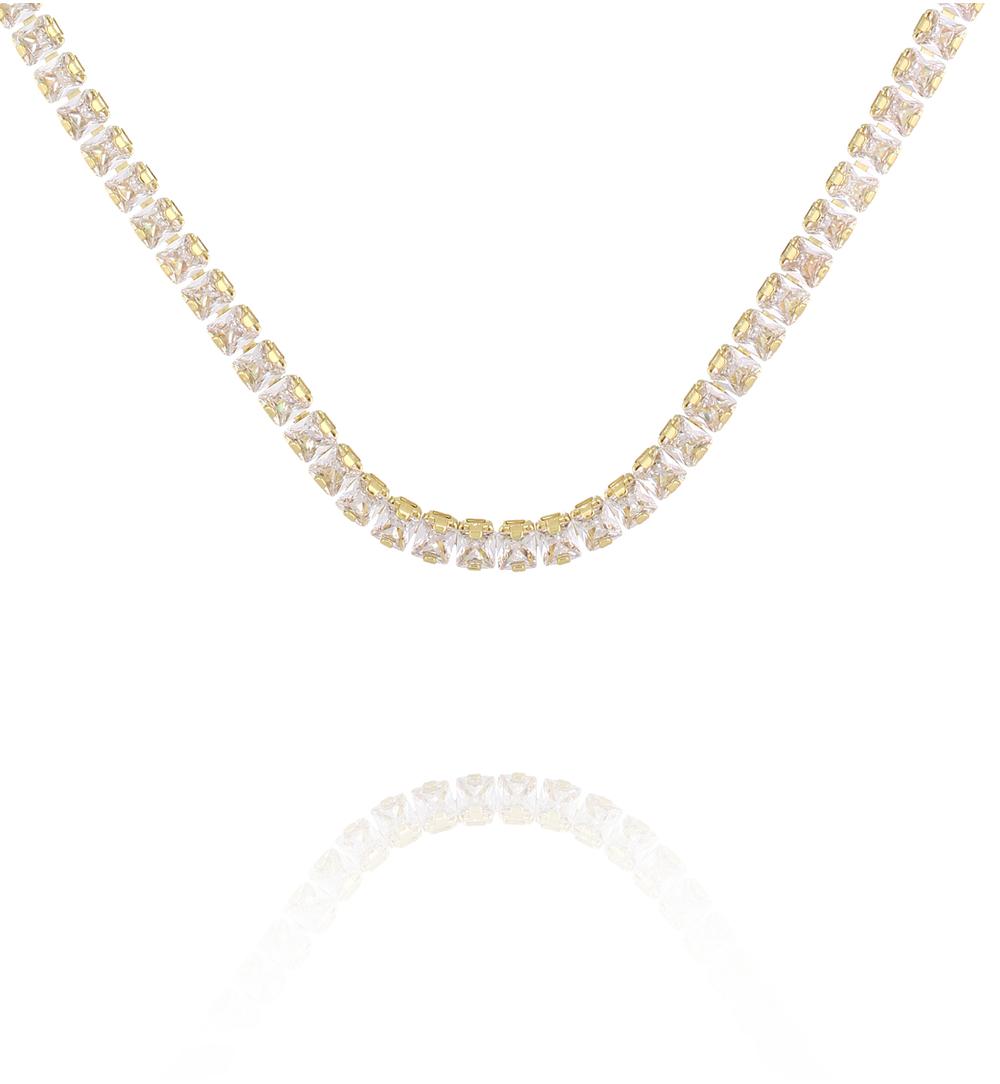 Naszyjnik typu tennis w złotej oprawie NS0423