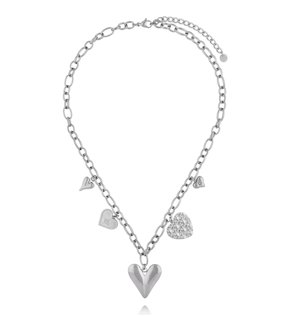 Naszyjnik srebrny z sercami NEA0040