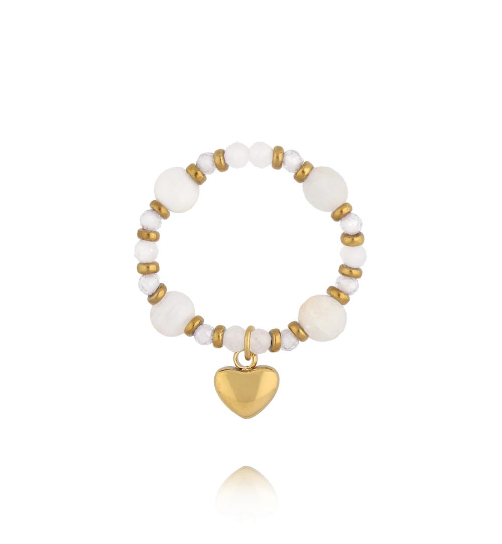 Pierścionek elastyczny z kamieniami księżycowymi PTW0656