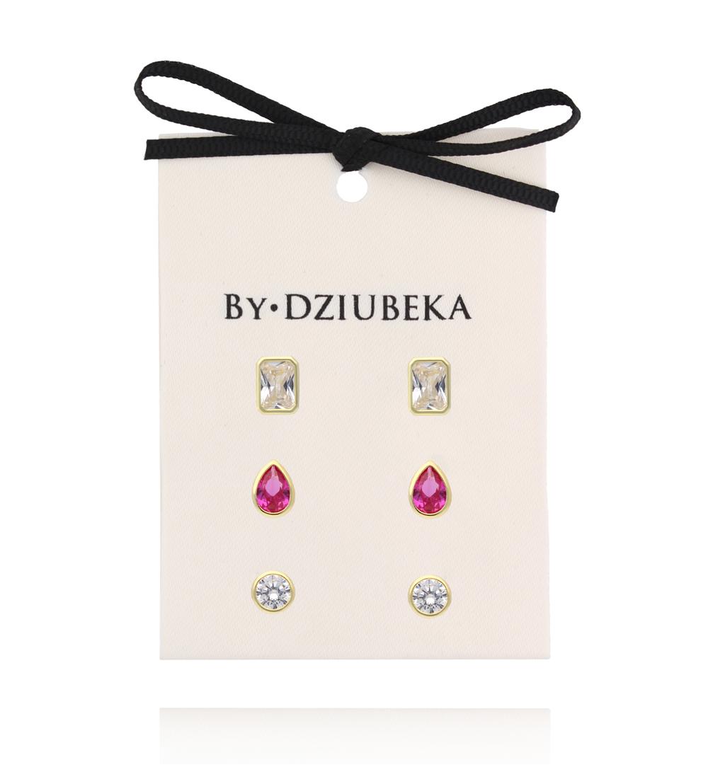 Zestaw kolczyków pozłacanych z cyrkoniami KLT0061