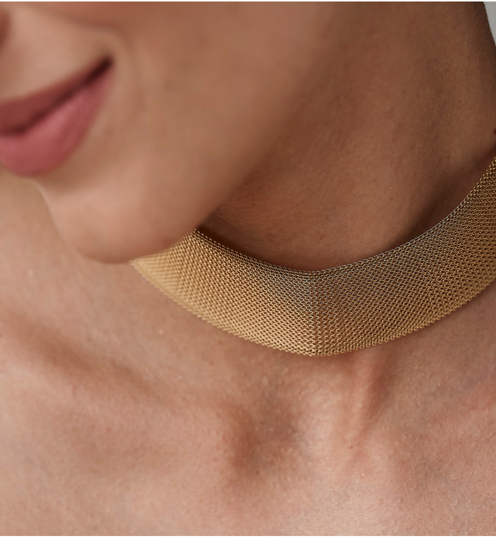 Naszyjnik choker złoty mesh NSY0601