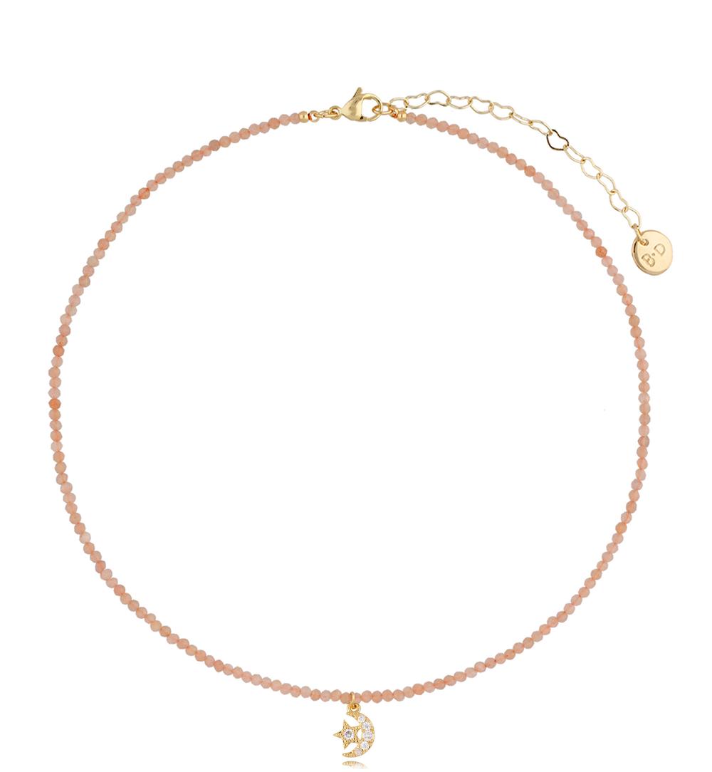 Naszyjnik z kamieniem słonecznym i księżycem Lifestyle NTW0614