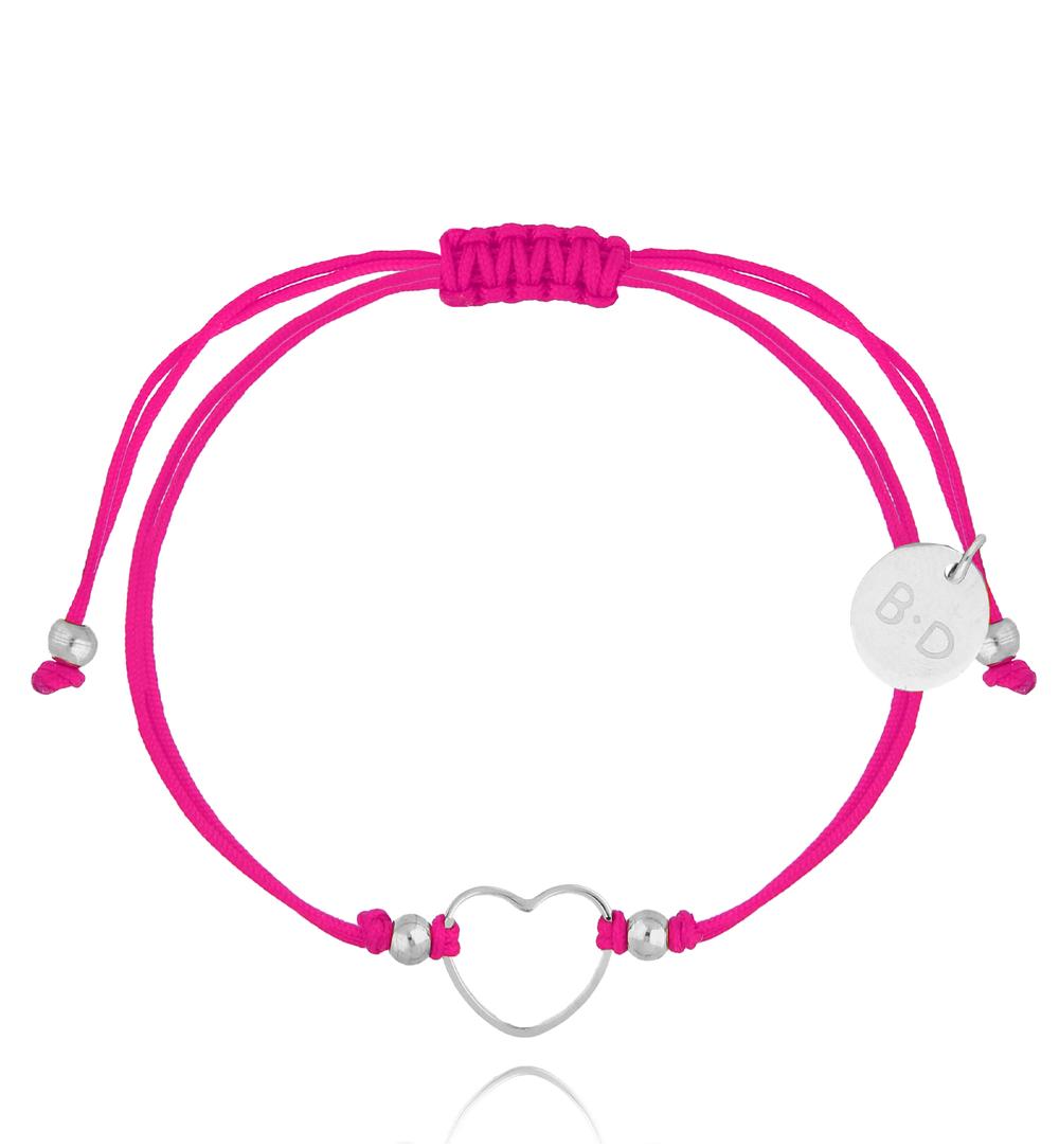Bransoletka fuksjowa ze srebrnym sercem Little Heart BGL0902
