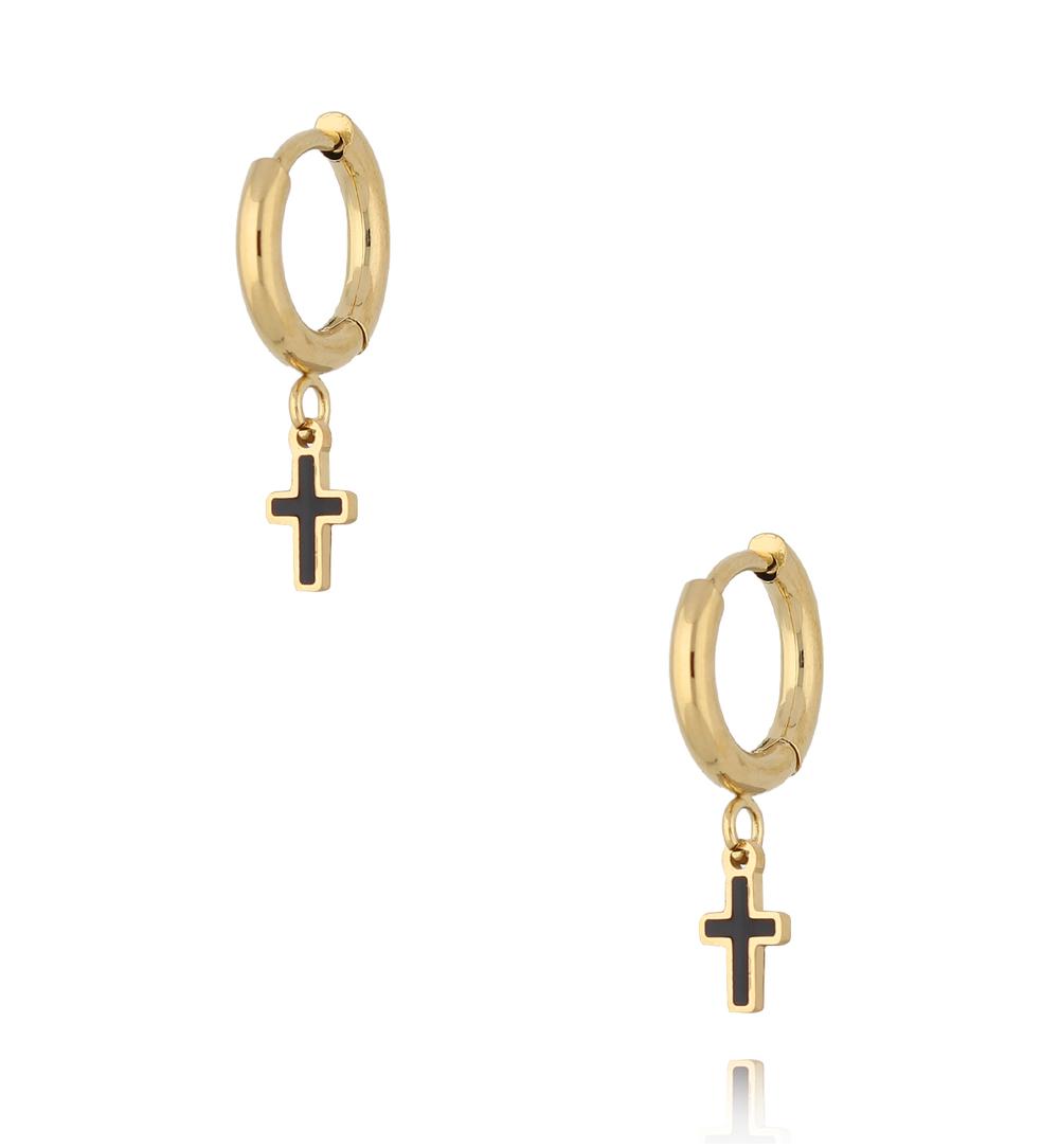 Kolczyki złote kółka z krzyżykami Siris KSY0050