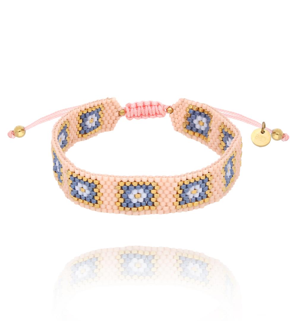 Bransoletka różowo błękitna Dalarna BSC1825