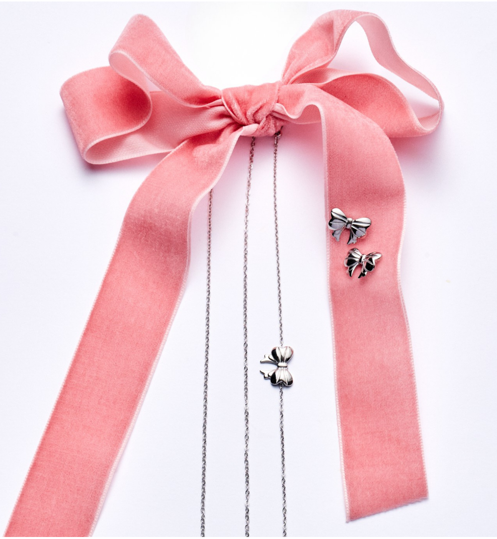 Naszyjnik  z kokardką srebrny NSY0515