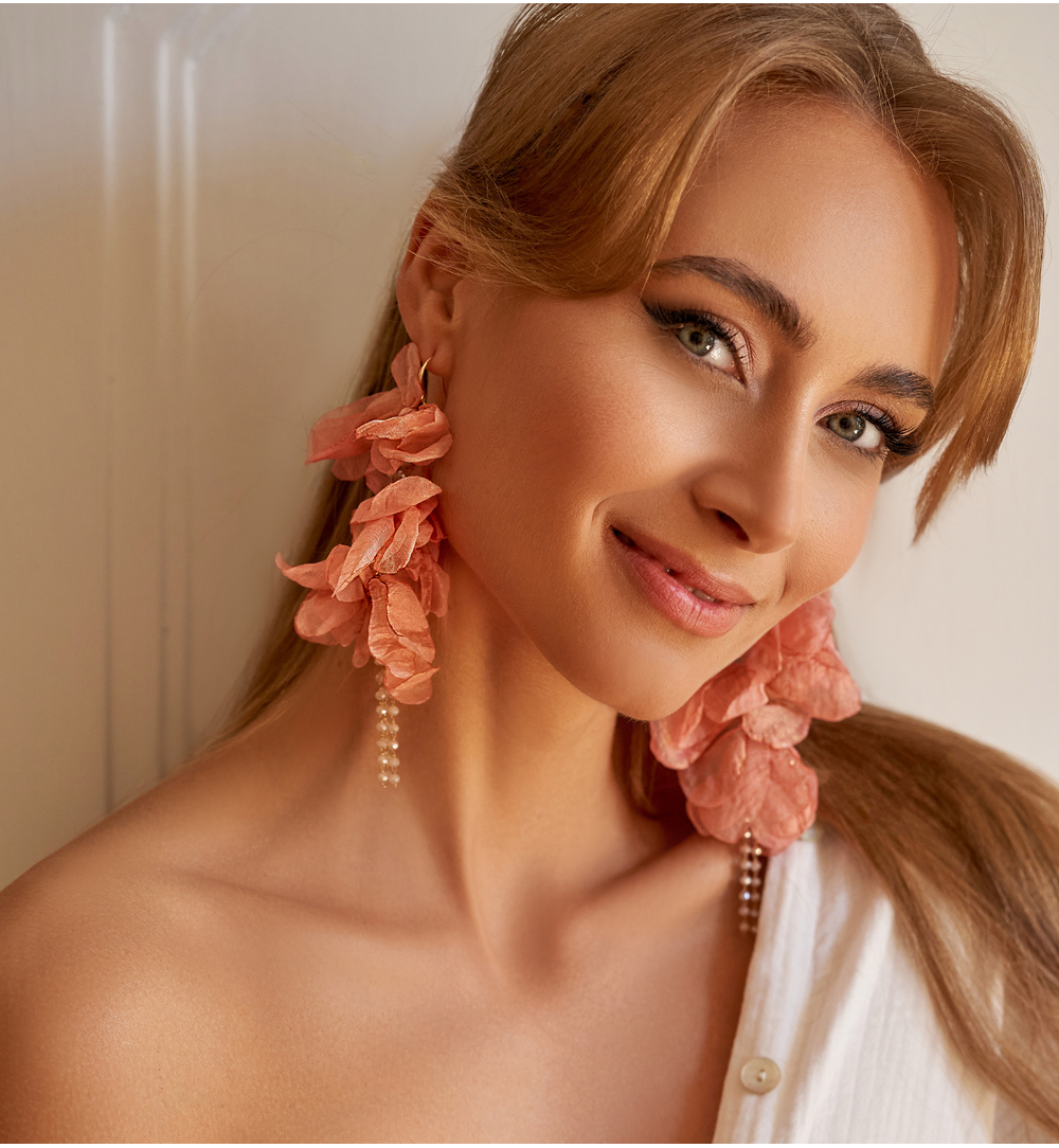 Kolczyki z szyfonu brzoskwiniowe Tango KBL1480