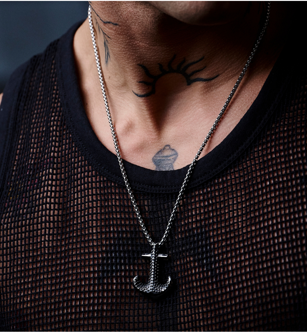 Naszyjnik męski z zawieszką kotwica Capitan NMITC0040